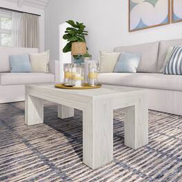 Plank+Beam - Modern Rectangular Coffee Table (40in x 20in / 1020mm x 510mm) - White Sand Wirebrush
