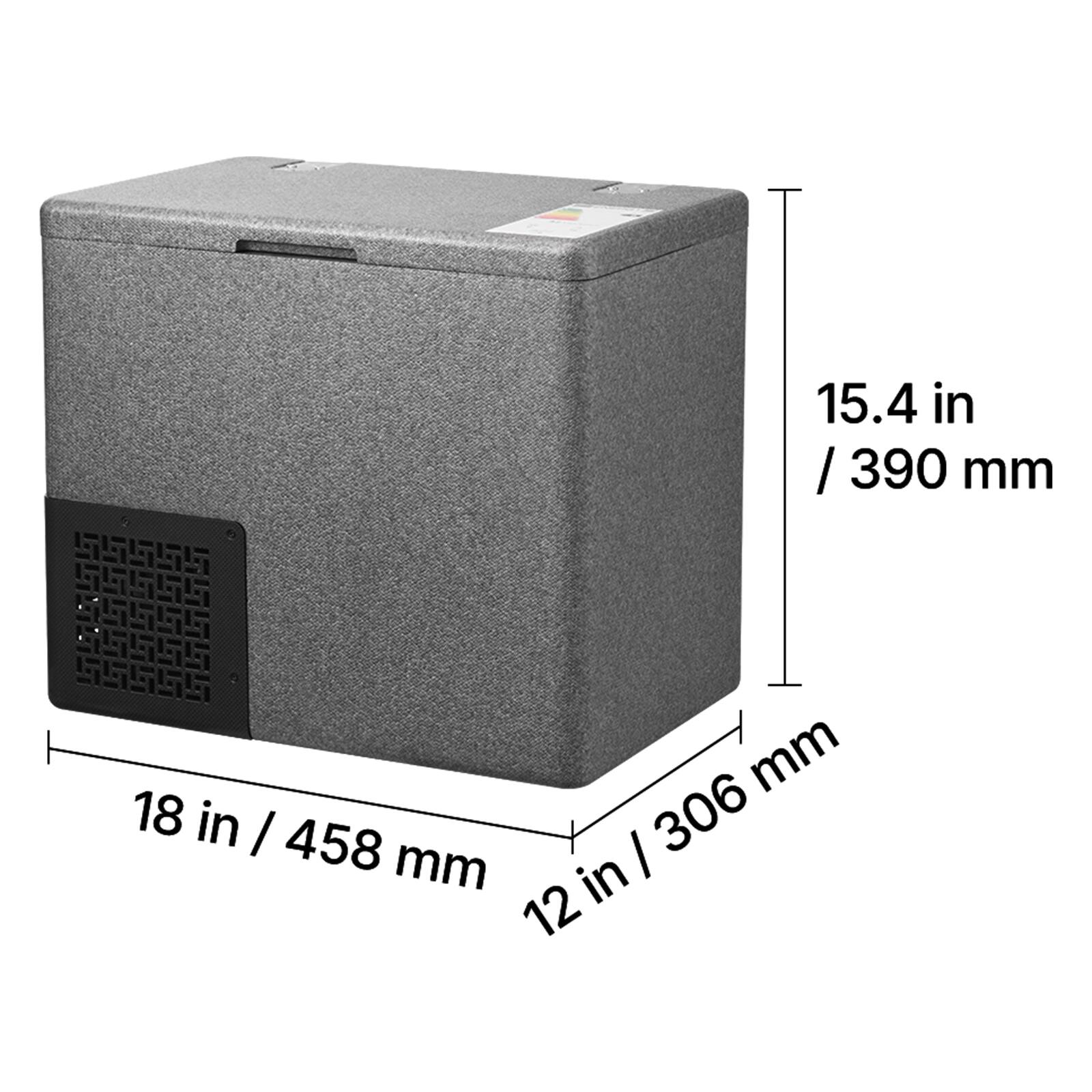 15.4 in / 390 mm  
18 in / 458 mm  
12 in / 306 mm