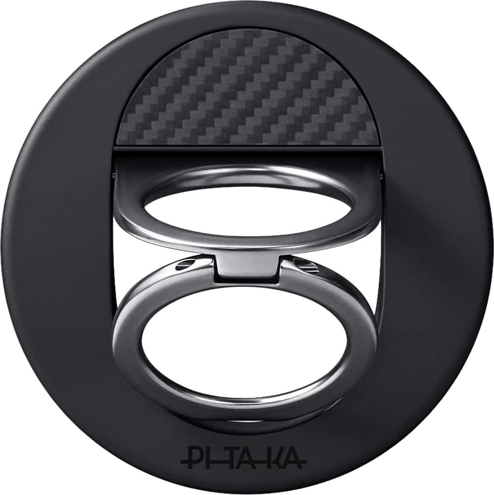 Pitaka - MagSafe Phone Grip, 360 Degree Rotation Magnetic Phone Ring, Black - Black/Grey