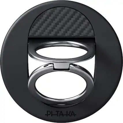 Front. Pitaka - PITAKA MagSafe Phone Grip, 360 Degree Rotation Magnetic Phone Ring, Black - Black/Grey.