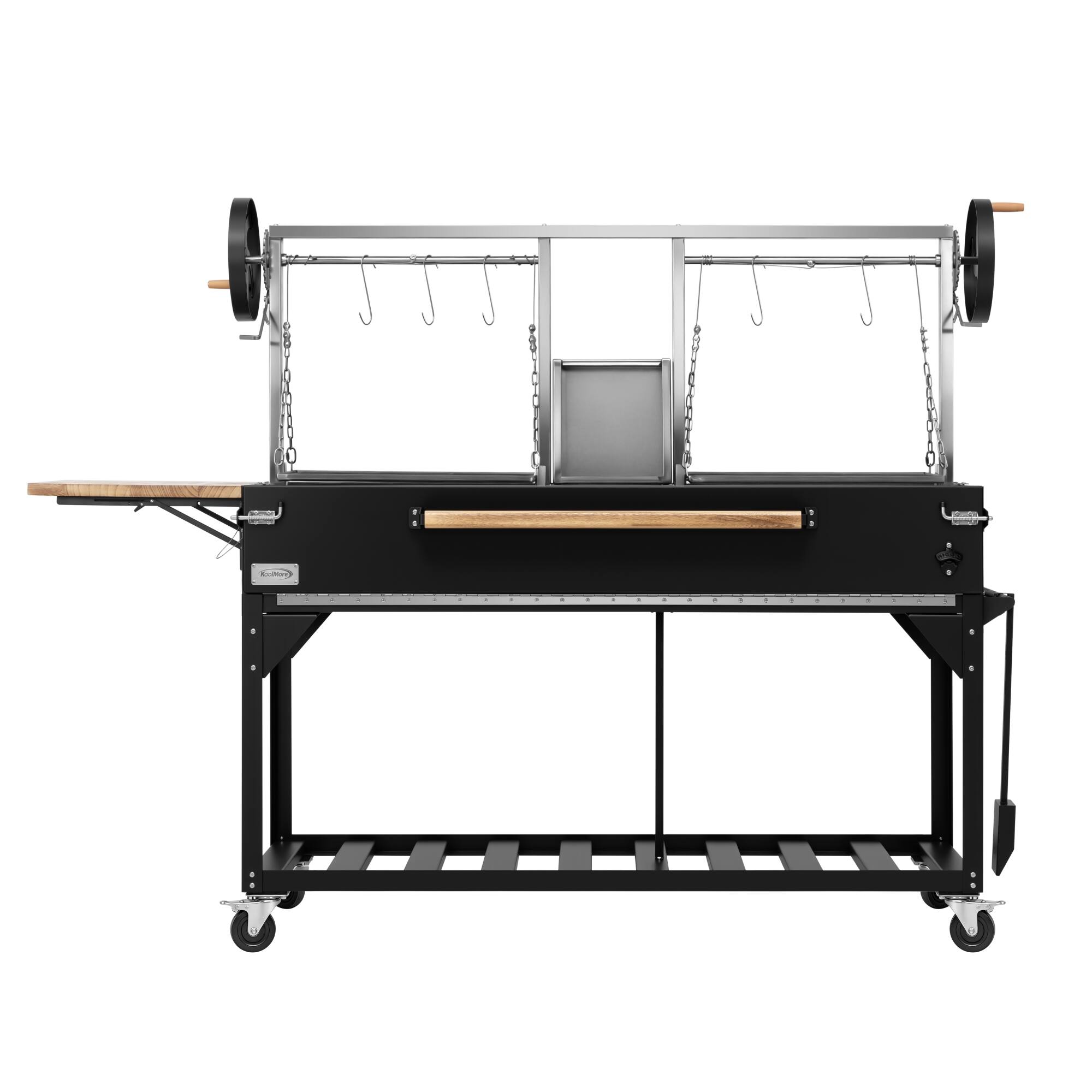 Alt View 2. Koolmore - 92 in. Argentine Santa Maria Charcoal and Wood Grill, Adjustable Outdoor BBQ, in Black (KM-OG-AWD-92) - Black.
