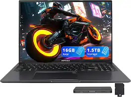 ASUS - Vivobook 16" WUXGA Laptop,Intel i7-1355U,16GB RAM,512GB SSD+1TB Dock Set,Backlit Keyboard,Fingerprint,Win 11 - Black