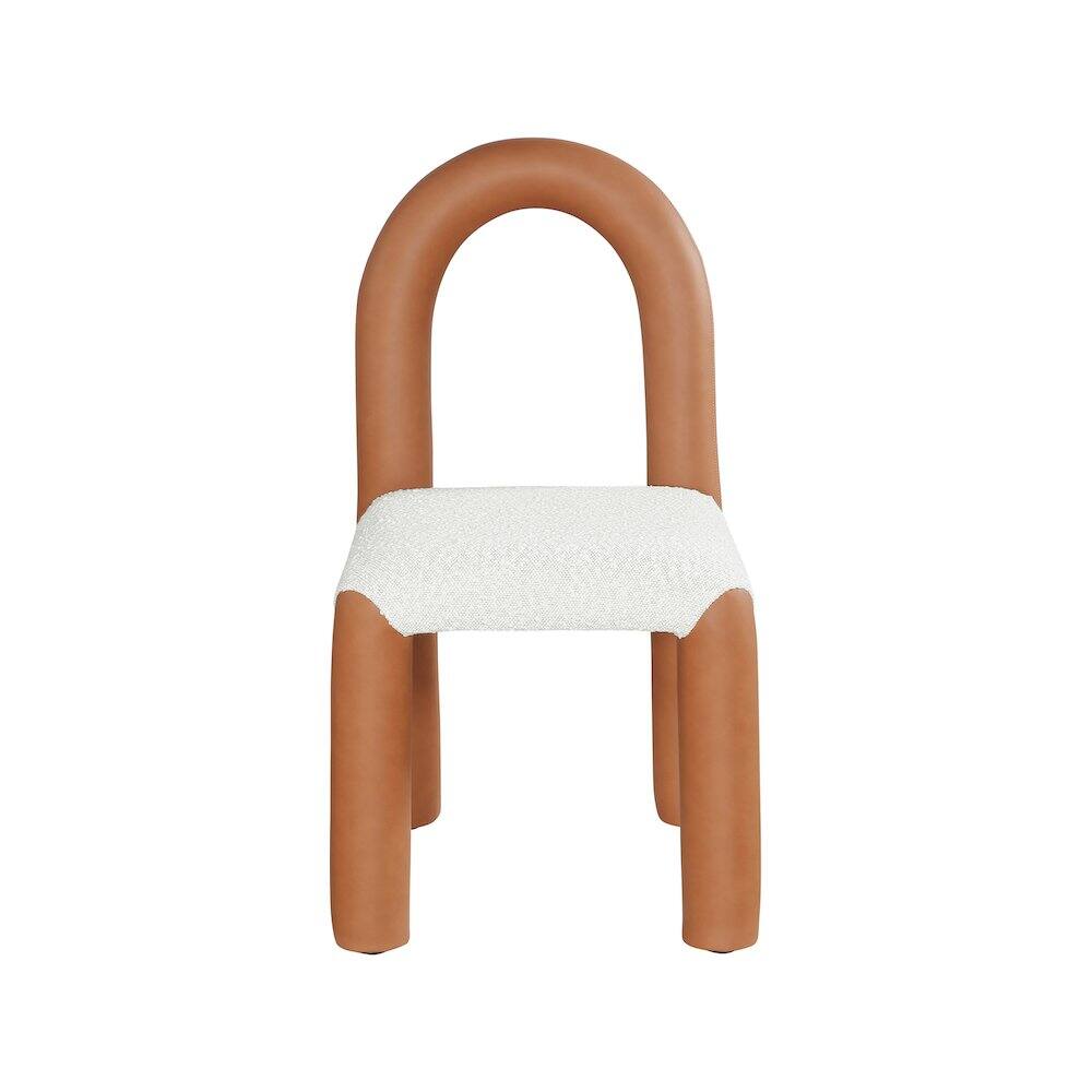 Alt View 2. Meridian Furniture - Amari Cognac Vegan Leather and Boucle Fabric Dining Chair, Set of 2 - Brown.