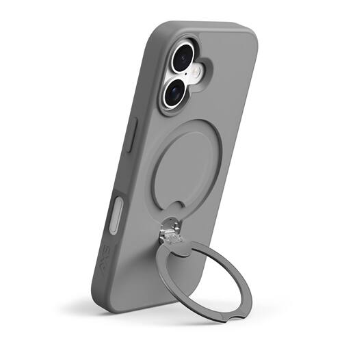 Angle. AXS - PROShield MagSafe Case with Kickstand for Apple iPhone 17 - Gray.