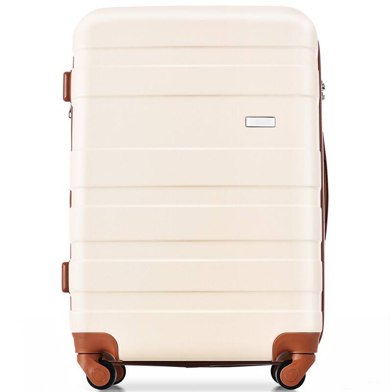 Angle. HTUTWOO - Luggage Sets ABS Hardshell 3pcs - Hardside Lightweight Suitcase Sets, Spinner Wheels Suitcase with TSA Lock, 20"/24"/28 - Ivory.