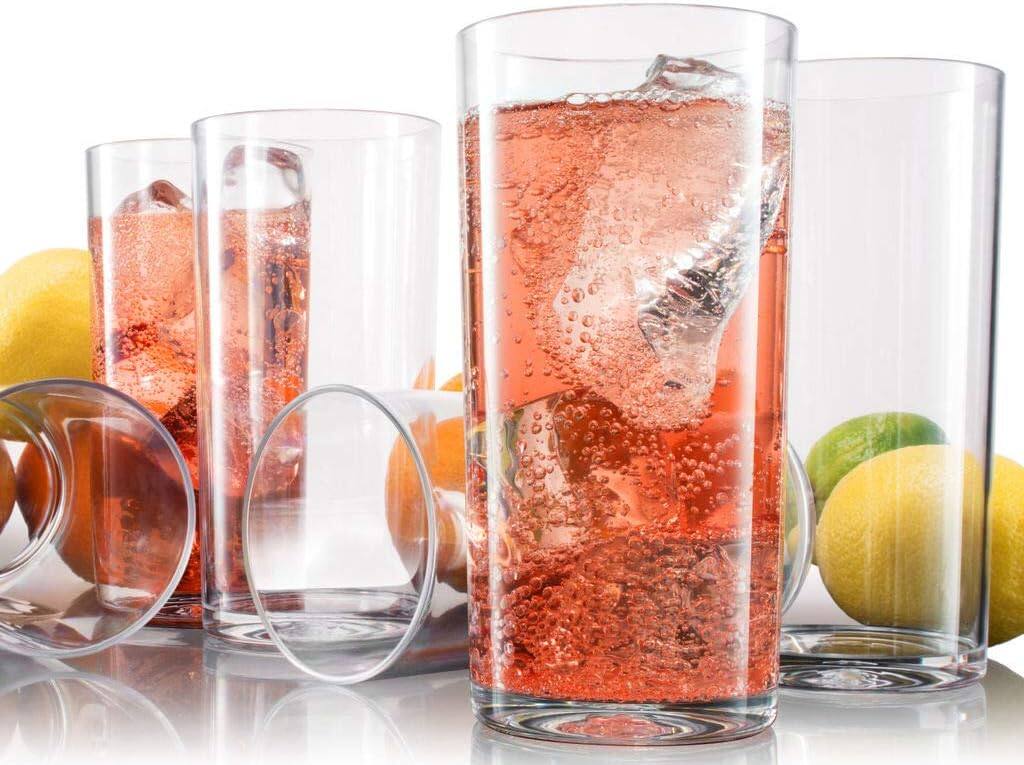 Back. Home It - Acrylic Tumblers Set of 6 – 20 oz Crystal Clear Shatterproof Drinking Glasses – Durable, Lightweight, Dishwasher - Clear.