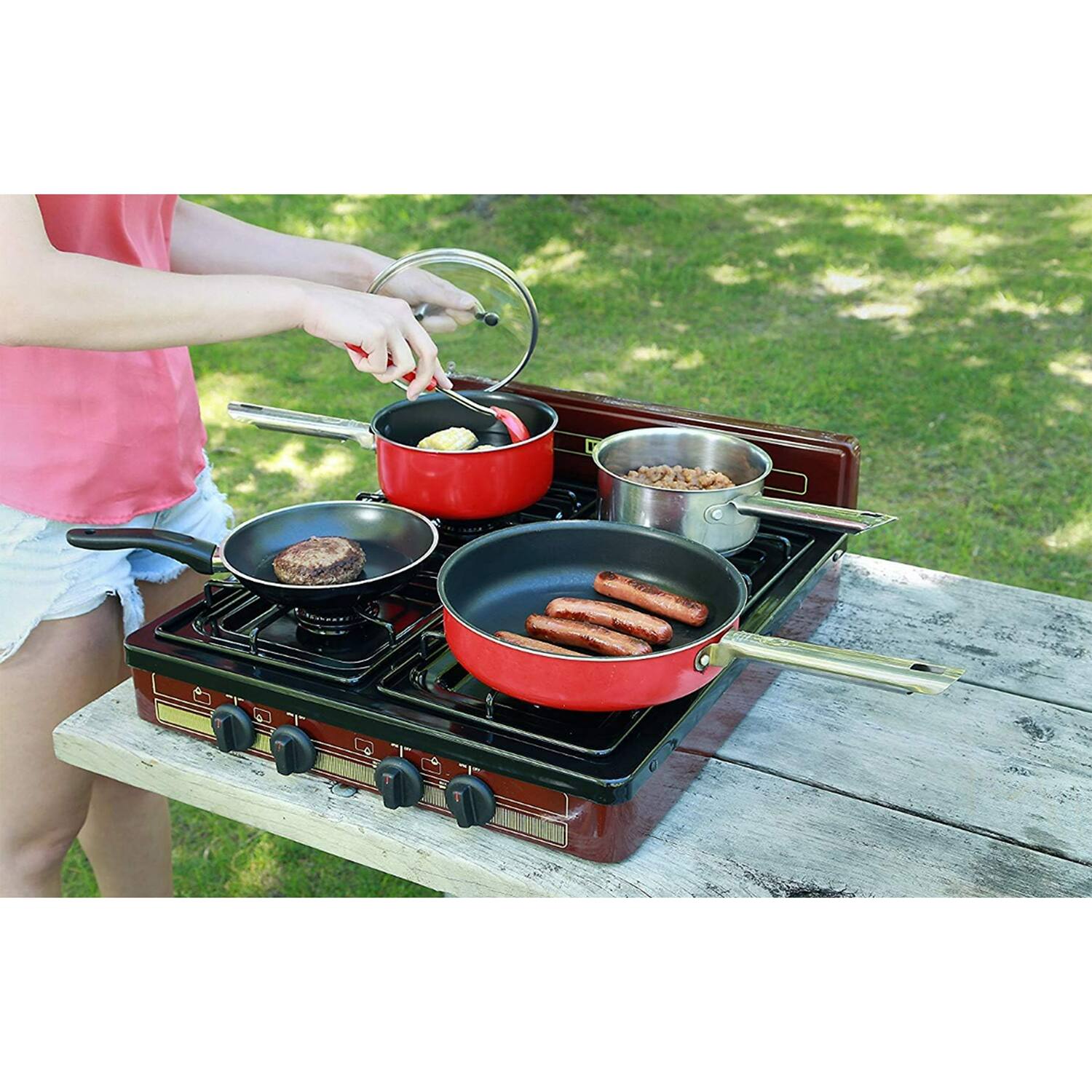 Back. Koblenz - Koblenz Outdoor 4-Burner Gas Stove Top Great for Camping and Tailgating - Bronze.