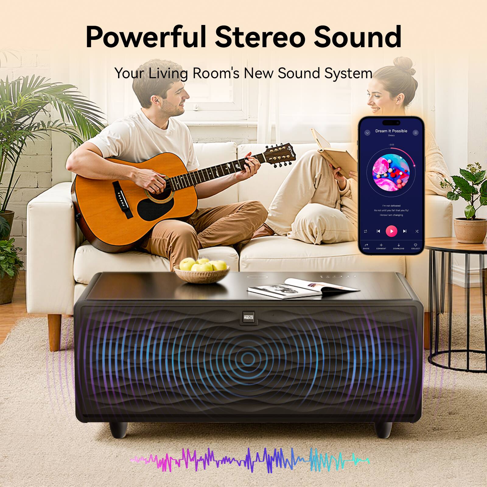 Powerful Stereo Sound  
Your Living Room's New Sound System  

Dream It Possible