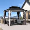 Front. PURPLE LEAF - 8' X 10' Outdoor Aluminum White Hardtop Gazebo with Galvanized Steel Double Roof with Netting and Curtains - 8' X 10'.