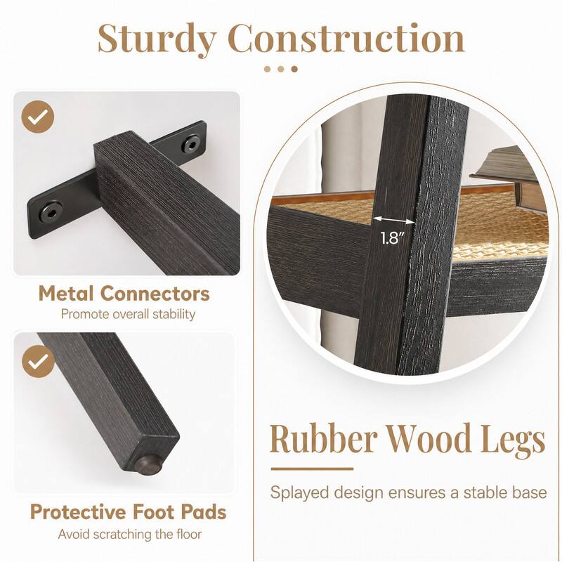 Sturdy Construction ...

Metal Connectors Promote overall stability

Rubber Wood Legs Splayed design ensures a stable base

Protective Foot Pads Avoid scratching the floor