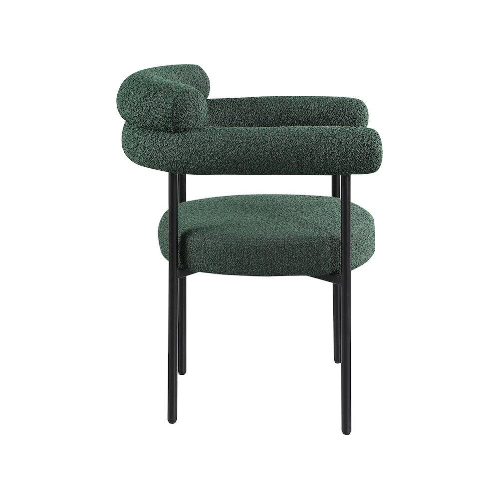 Alt View 3. Meridian Furniture - Blake Green Boucle Fabric Dining Chair, Set of 2 - Green.