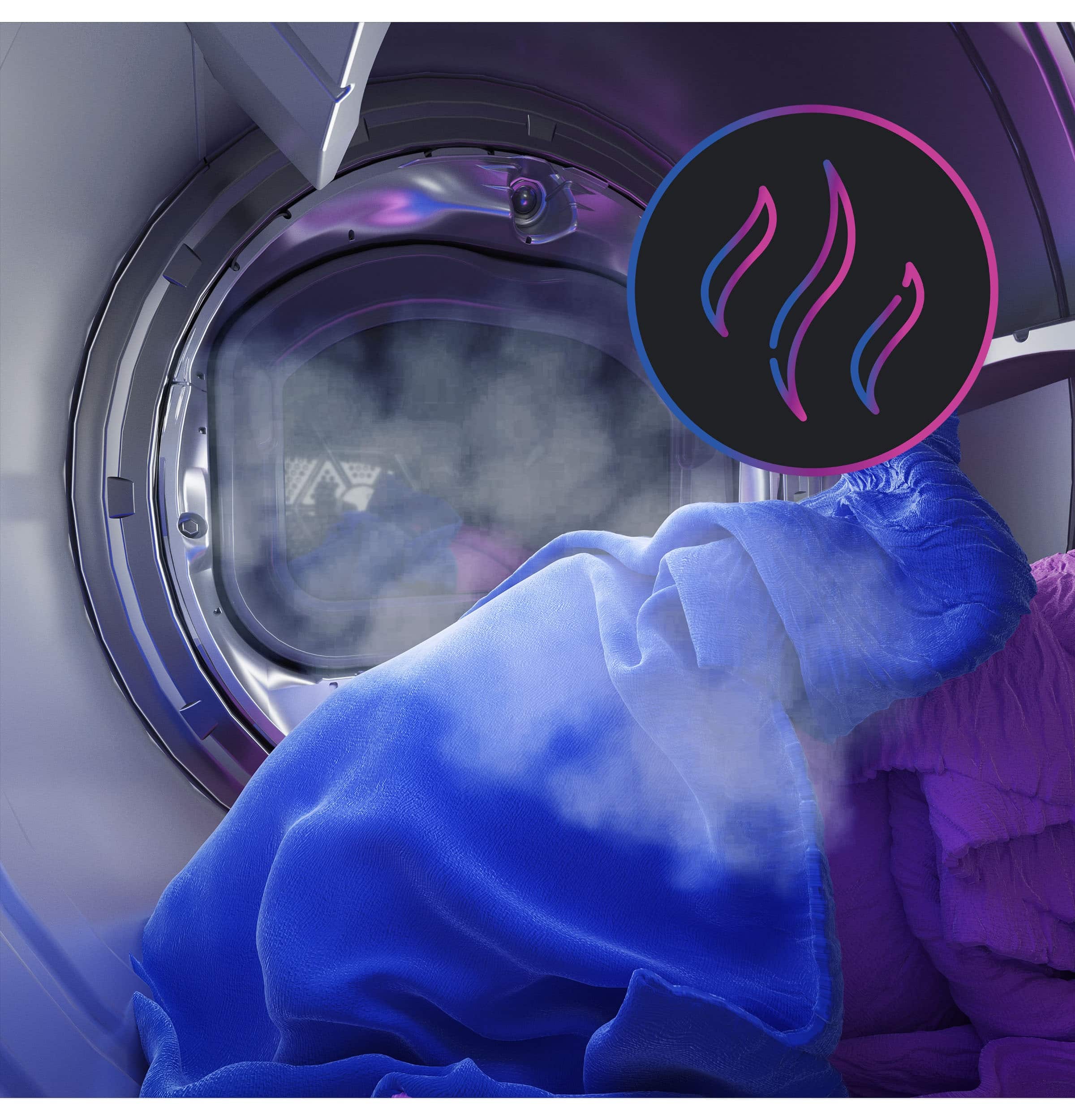 Alt View 11. GE Profile - 7.3 Cu. Ft. Smart Gas Dryer with Fabric Refresh, Steam, and Washer Link - Sapphire Blue.