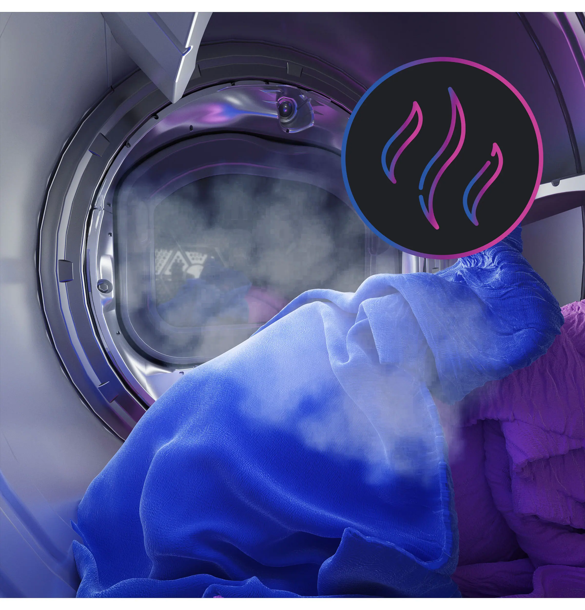 Alt View 11. GE Profile - 7.3 Cu. Ft. Smart Gas Dryer with Fabric Refresh, Steam, and Washer Link - Sapphire Blue.