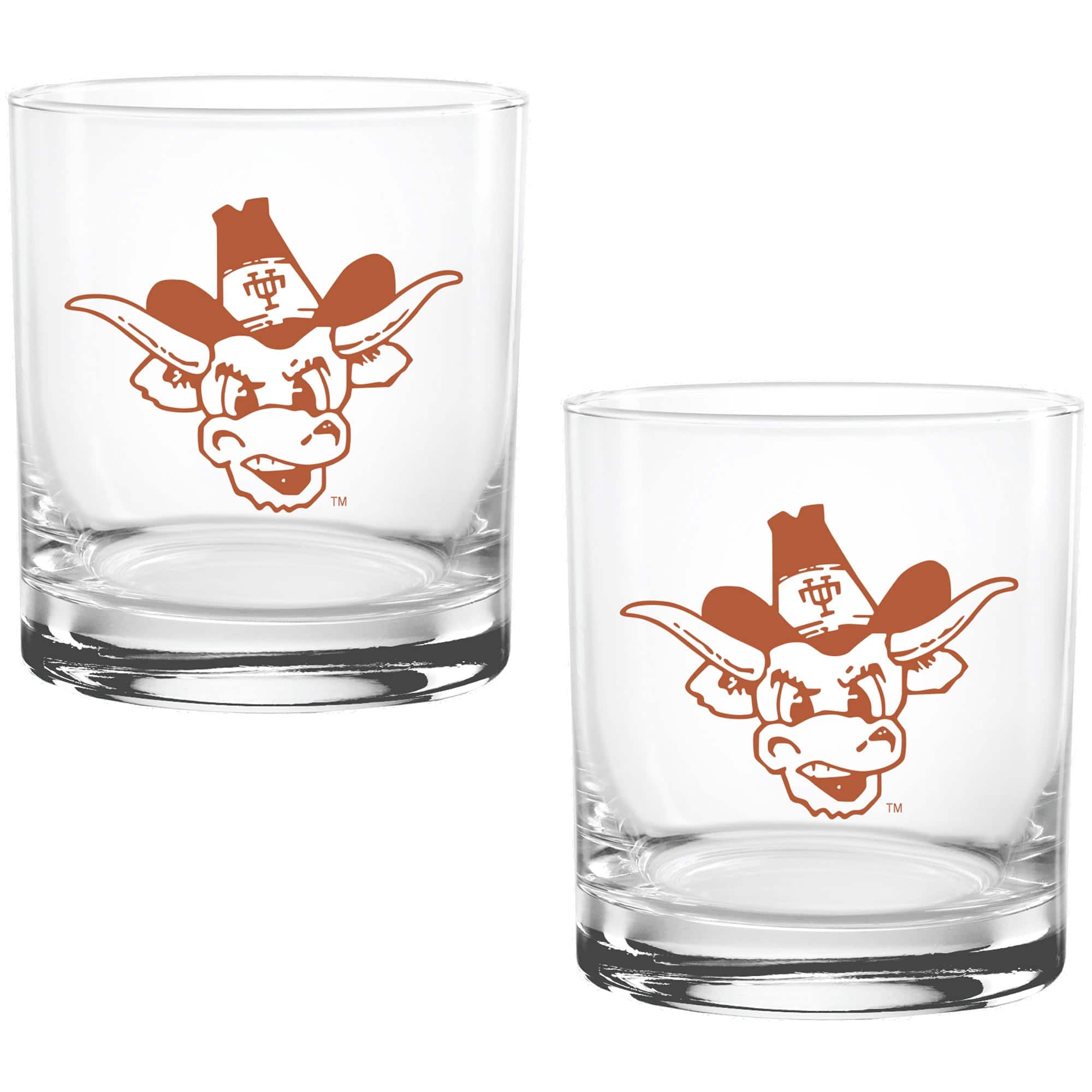 Indigo Falls - Texas Longhorns Two Pack 14oz. Vault Sketch Rocks Glass Set - Multicolor