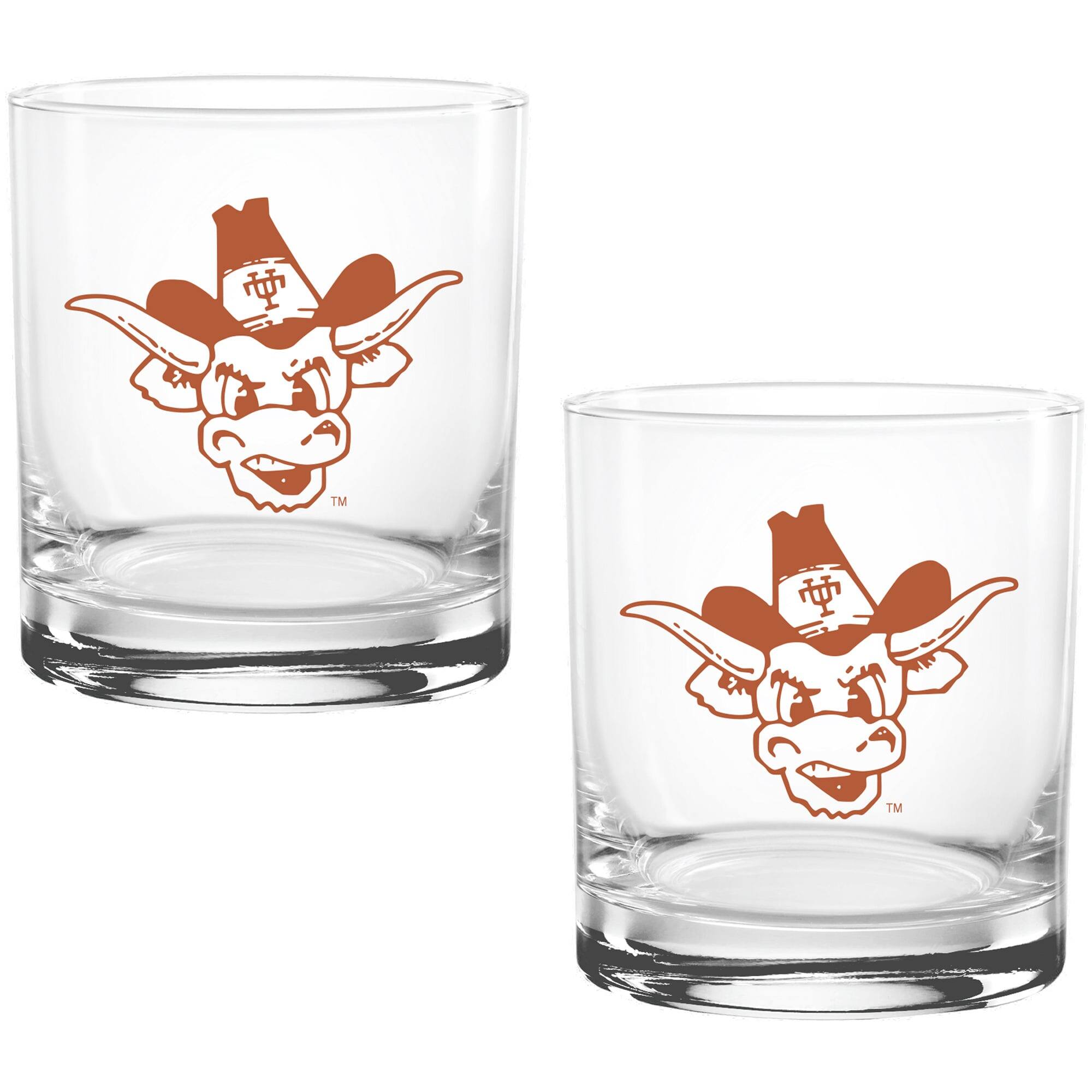 Indigo Falls - Texas Longhorns Two Pack 14oz. Vault Sketch Rocks Glass Set - Multicolor