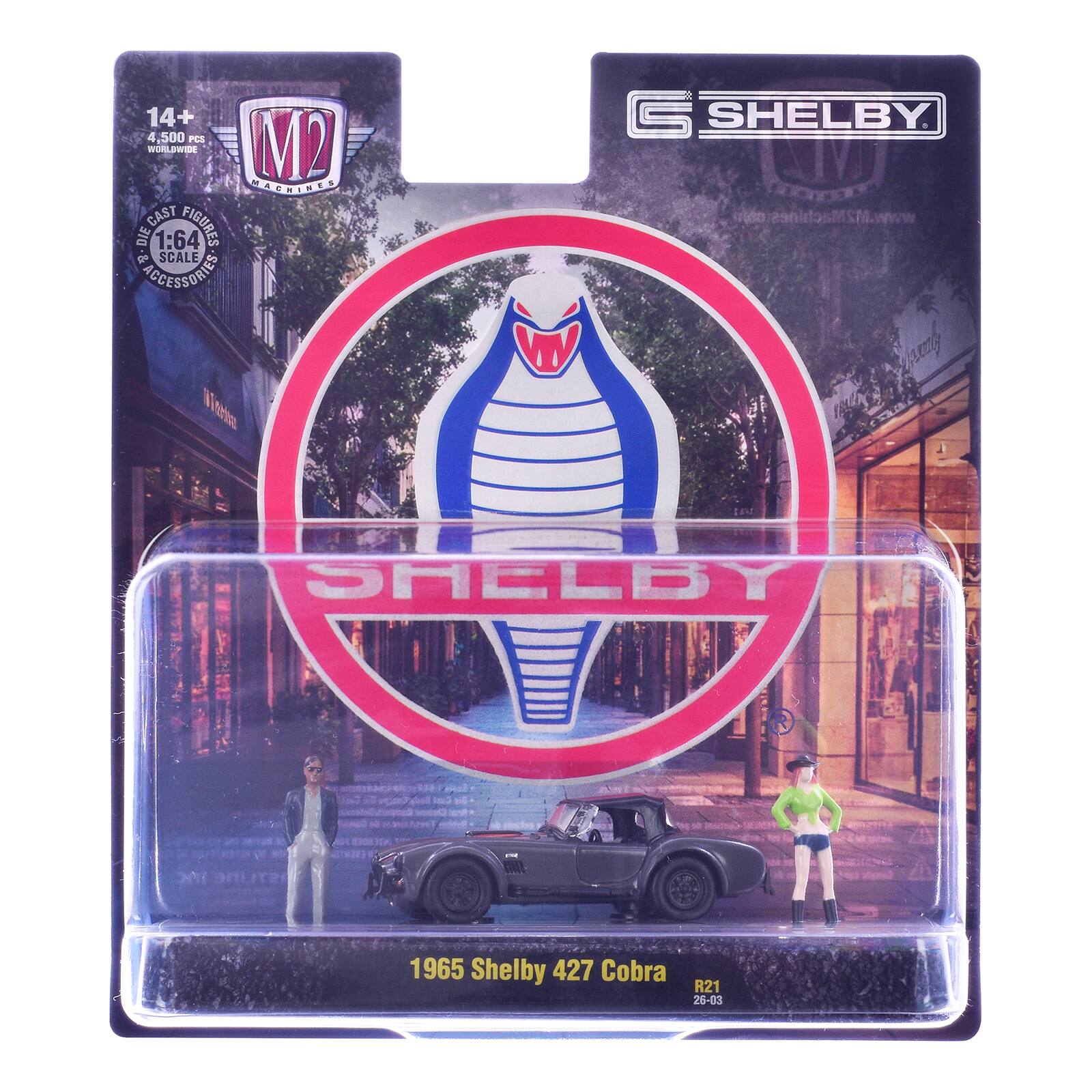 14+ 4,500 PCS WORLDWIDE M2 MAGNRES CAST FIGURES DIE 1:64 SCALE ACCESSORIES G SHELBY www.M2Machines.com 1965 Shelby 427 Cobra R21 26-03