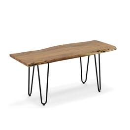 Carolina Chair & Table - Seti Live Edge Coffee Table/Bench - Natural Top - Black Base - Brown