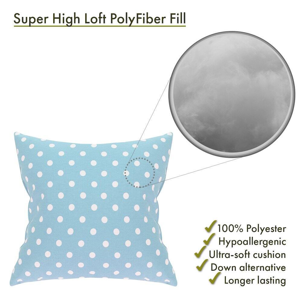 Super High Loft PolyFiber Fill

- 100% Polyester
- Hypoallergenic
- Ultra-soft cushion
- Down alternative
- Longer lasting