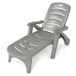 Kadyn - Outdoor Chaise Lounge Chair, 5 Position Adjustable Folding Lounger Chaise Chair on Wheels - Gray