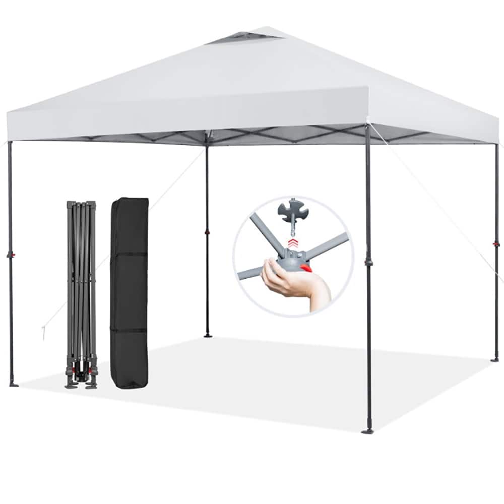 Kadyn - 10 x 10 Feet Foldable Outdoor Instant Pop-up Canopy with Carry Bag-White, Outdoor Gazebo Wedding Party Tent Canopy Tent
