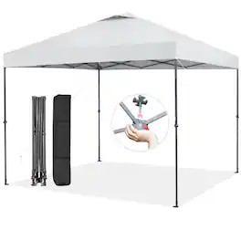 Kadyn - 10 x 10 Feet Foldable Outdoor Instant Pop-up Canopy with Carry Bag-White, Outdoor Gazebo Wedding Party Tent Canopy Tent