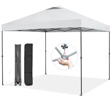 Front. Kadyn - 10 x 10 Feet Foldable Outdoor Instant Pop-up Canopy with Carry Bag-White, Outdoor Gazebo Wedding Party Tent Canopy Tent.