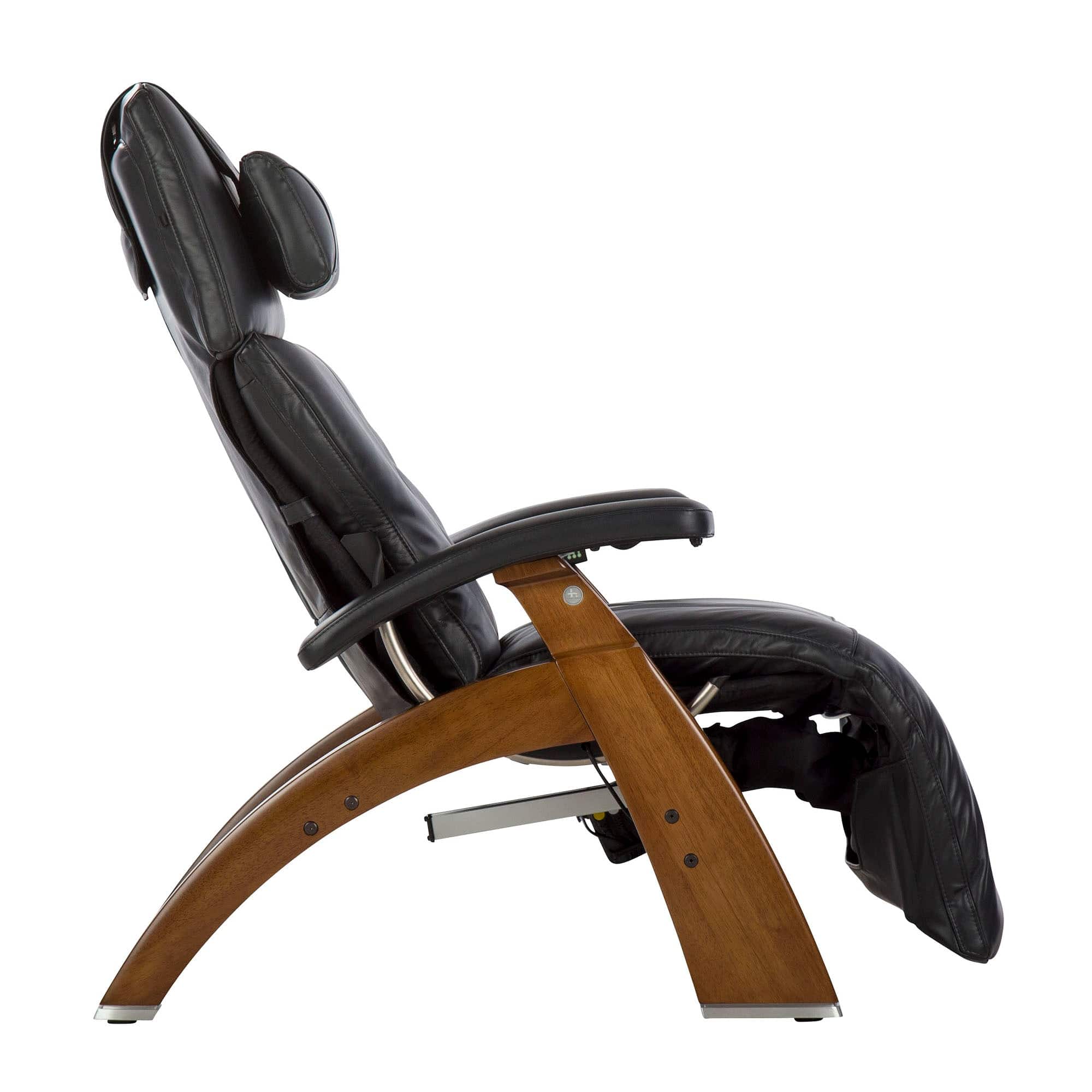 Human Touch - Perfect Chair PC-610 Omni-Motion Power Zero Gravity Recliner with Independent Back & Leg Adjustments - Walnut / Black Premium Leather / Performance