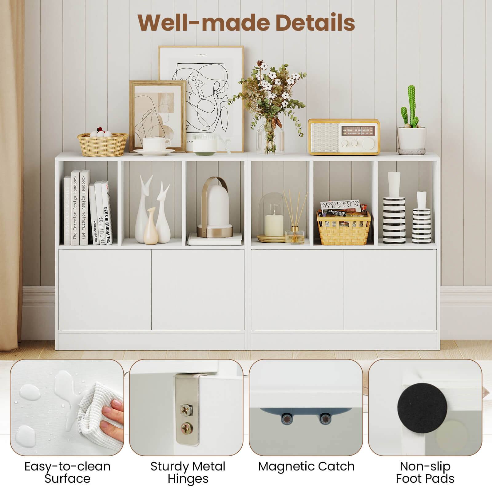 Well-made Details

- Easy-to-clean Surface
- Sturdy Metal Hinges
- Magnetic Catch
- Non-slip Foot Pads