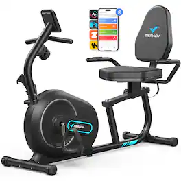 MERACH - S08 Recumbent Exercise Bike with Bluetooth, LCD, Heart Rate Monitor, and Magnetic Resistance for Home & Seniors - Black