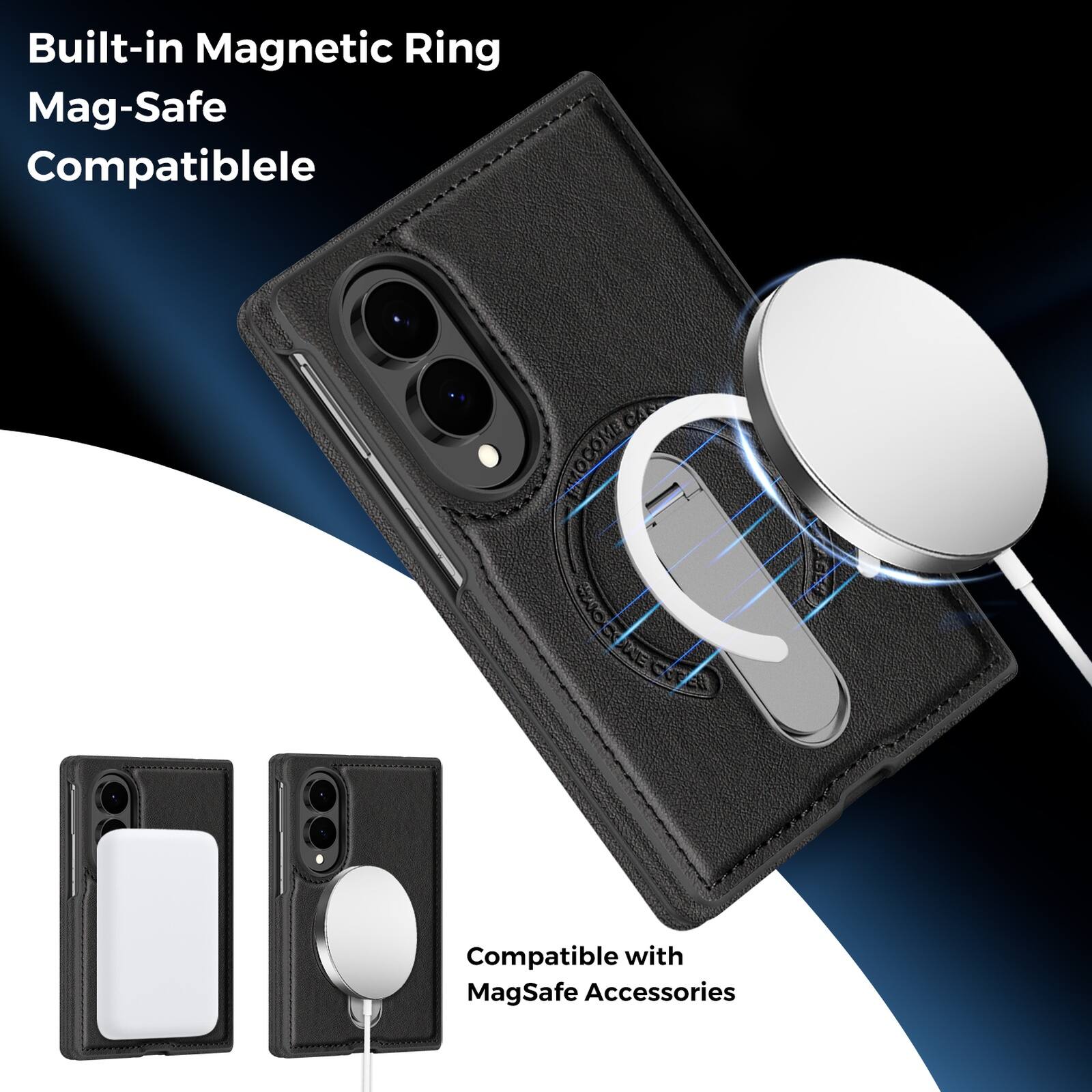 Built-in Magnetic Ring  
Mag-Safe  
Compatible  

Compatible with MagSafe Accessories