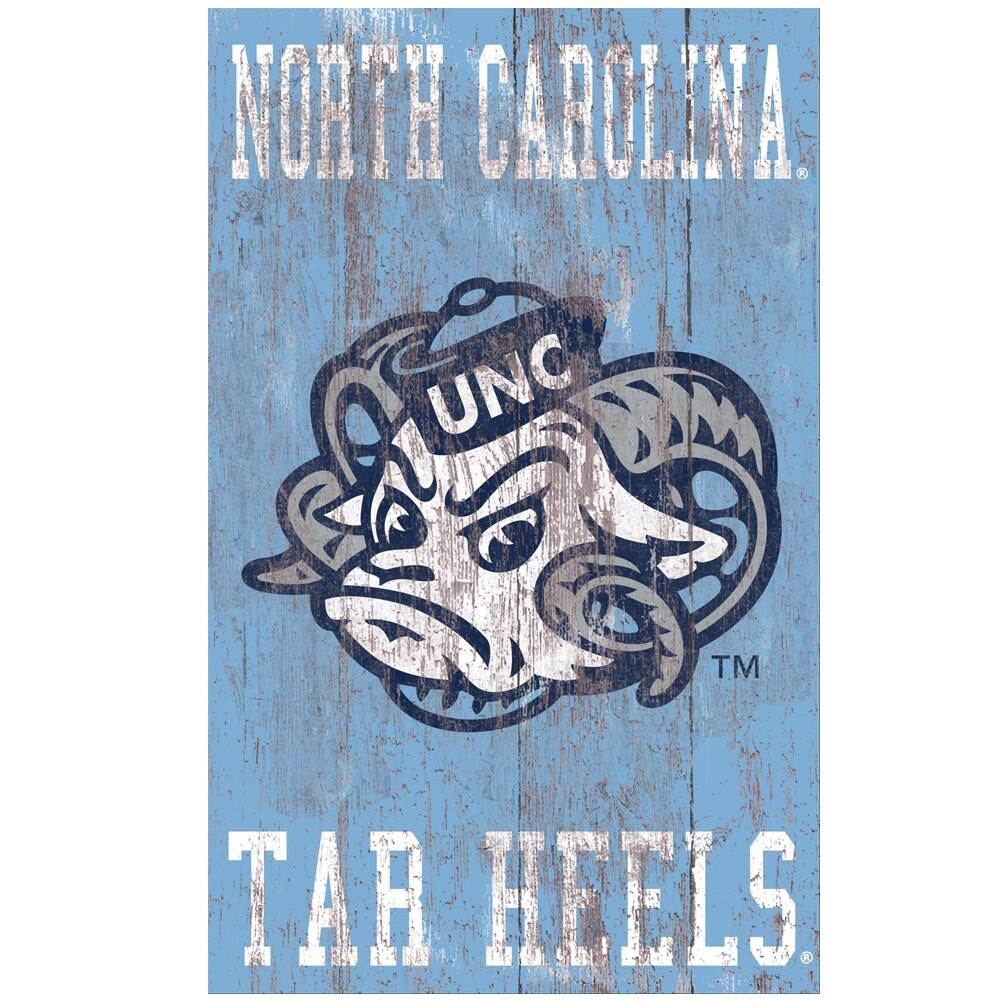 North Carolina Tar Heels 11'' x 19'' Heritage Distressed Logo Sign