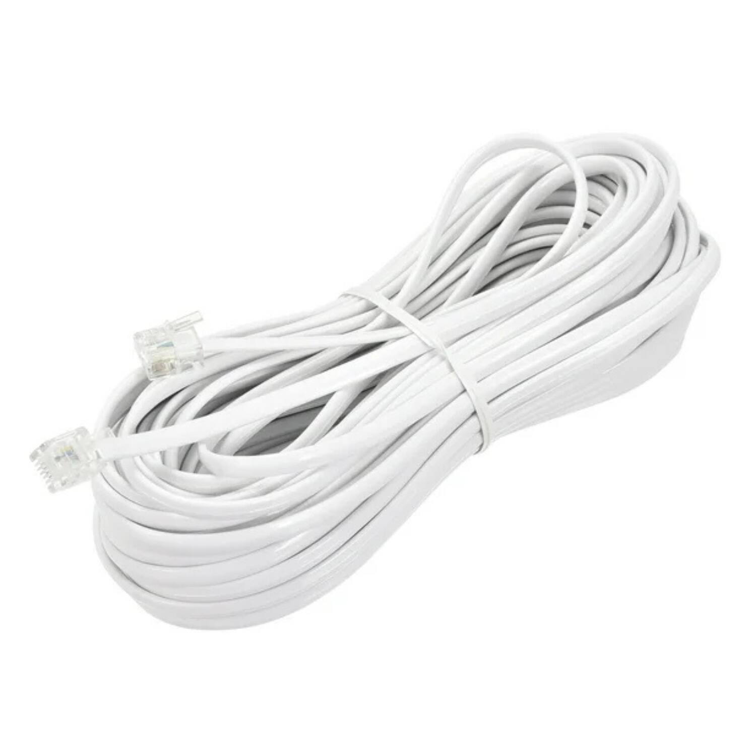 Left. Home Collection - 2Pack 25 FT Telephone Extension Cord RJ11 4C Modular Phone Cable Line Wire - White.