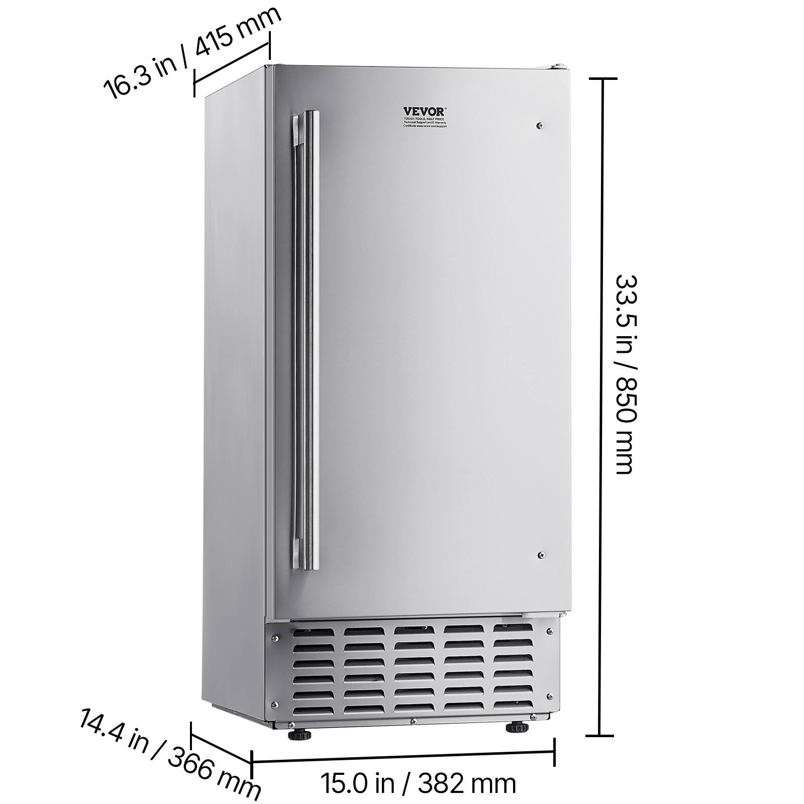 - Width: 16.3 in / 415 mm
- Height: 33.5 in / 850 mm
- Depth: 15.0 in / 382 mm
- Base Width: 14.4 in / 366 mm