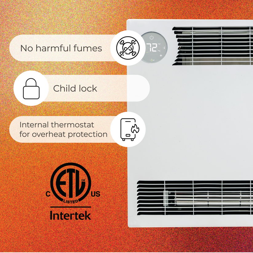 - No harmful fumes
- Child lock
- Internal thermostat for overhear protection
- ETL Listed
- Intertek