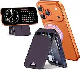 Gravity Ridge - Mag-Safe Magnetic Wallet for iPhone 17/16/15/14/13/12 Series Not for 13/12 Mini Lightweight Phone Stand Card Holder - Purple