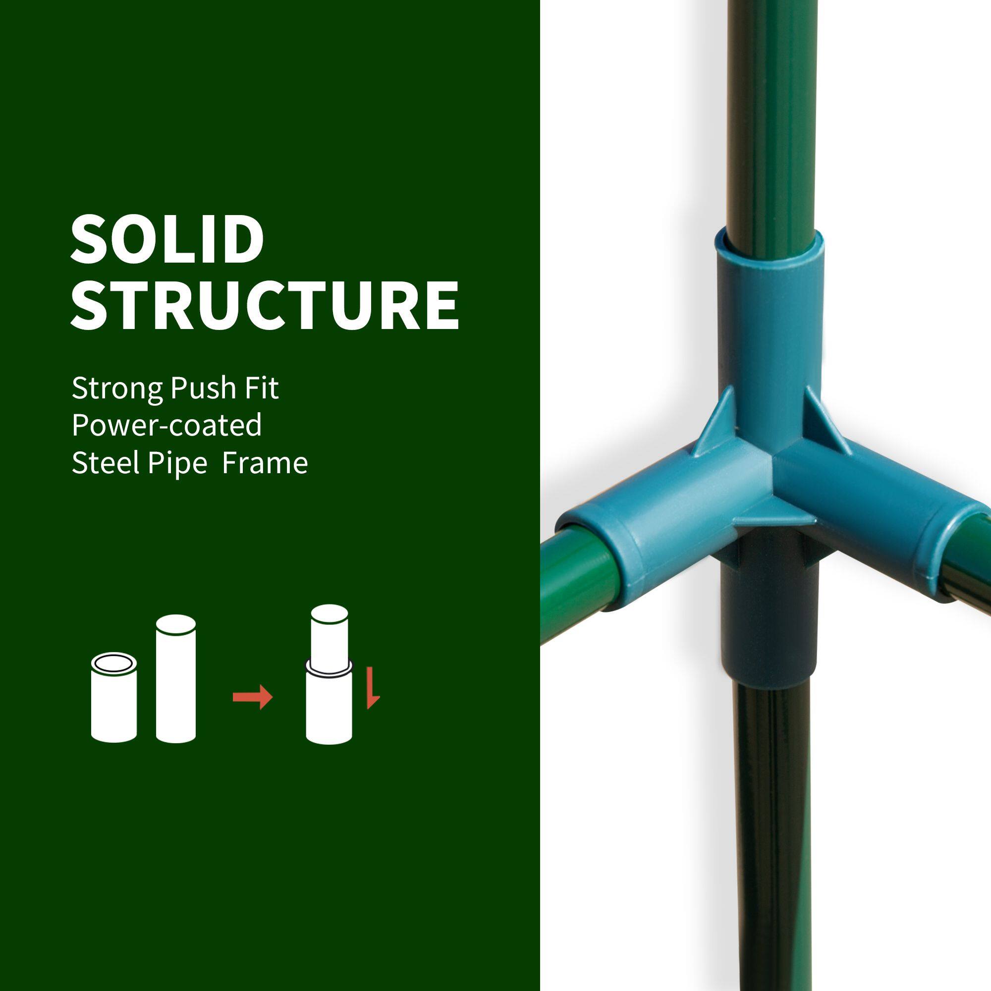 SOLID STRUCTURE

Strong Push Fit  
Power-coated  
Steel Pipe Frame