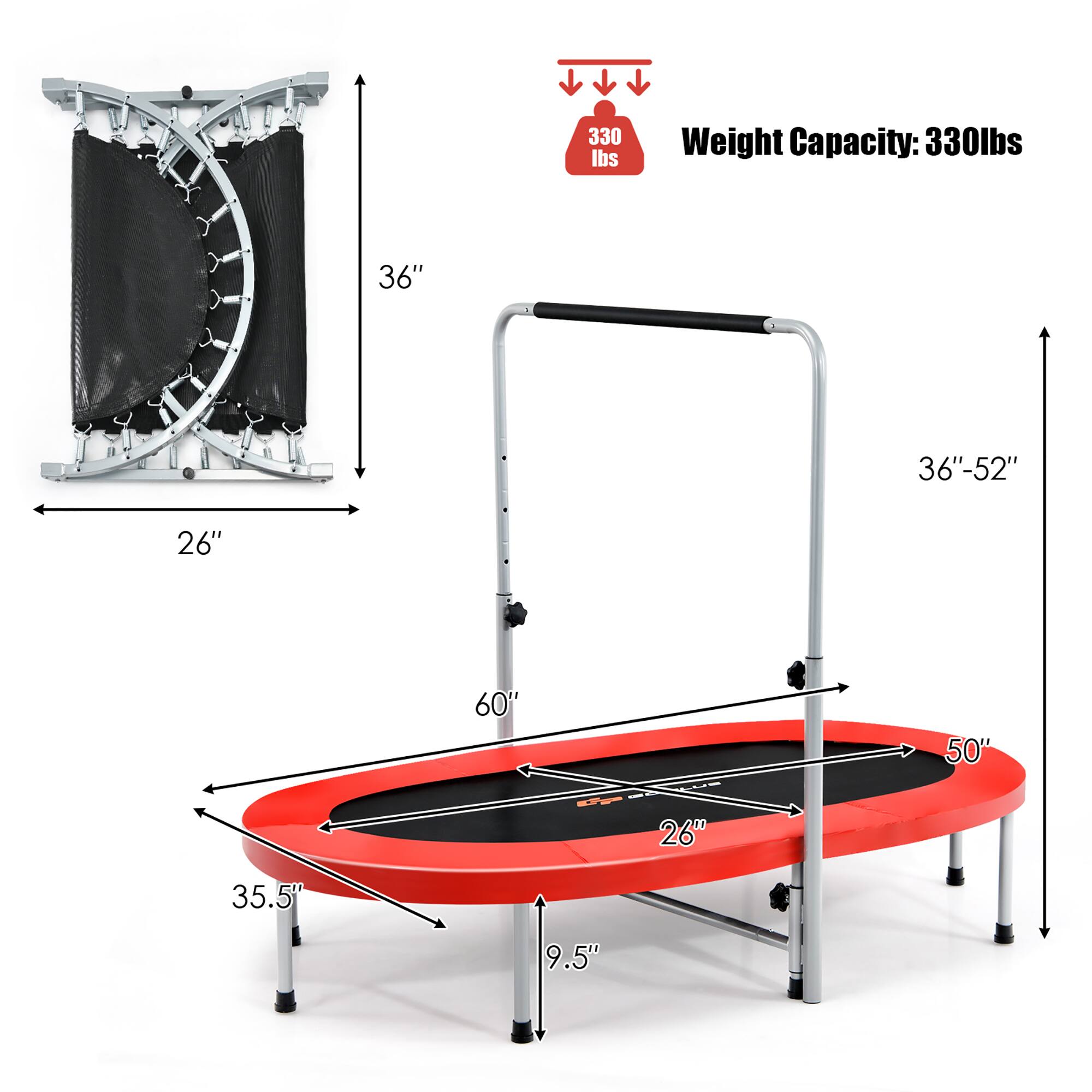 Weight Capacity: 330 lbs

36" x 26"

36" - 52" x 50"

60" x 35.5" x 9.5"