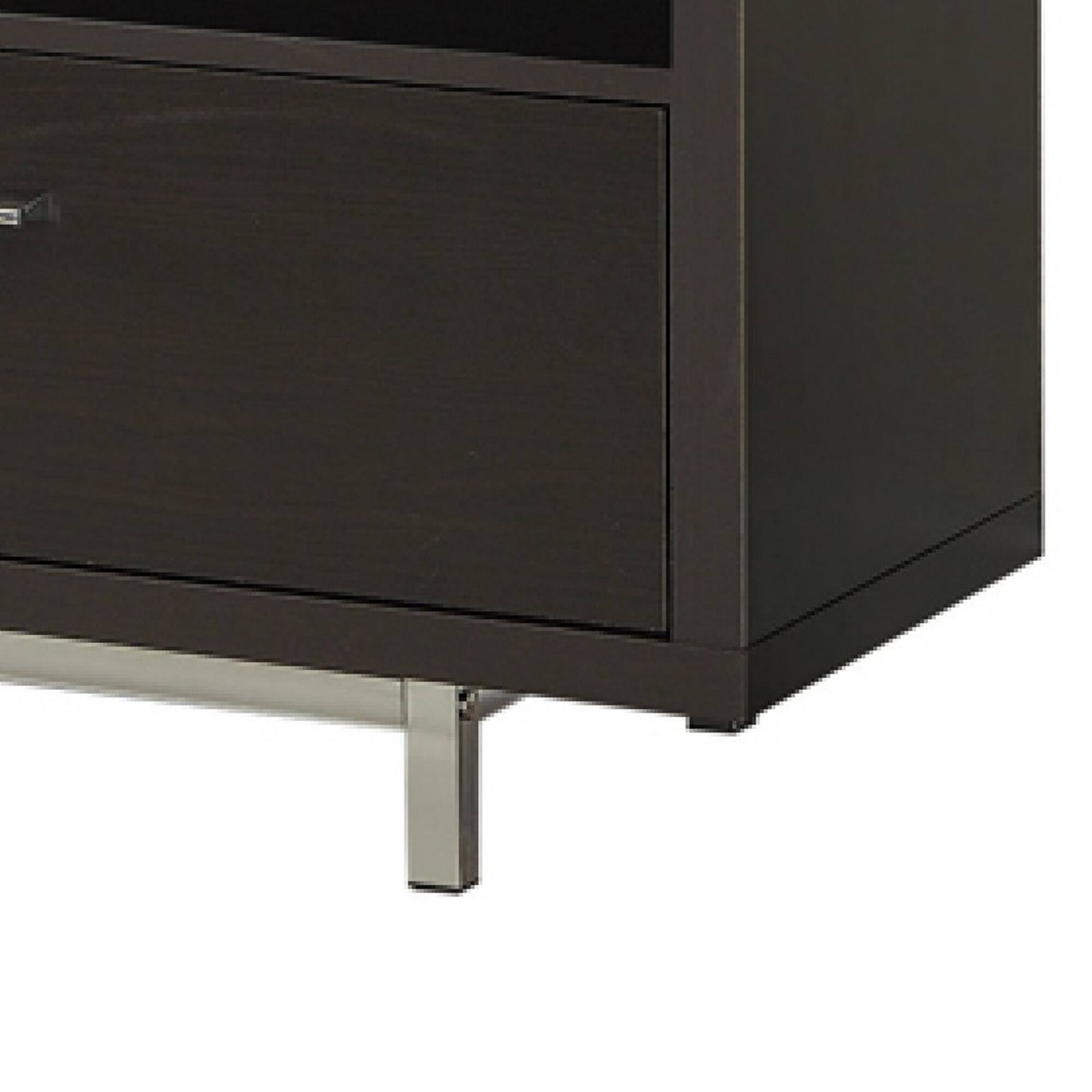Alt View 2. Manhattan Lane - Fabulously Designed  tv console with chrome legs - BROWN.