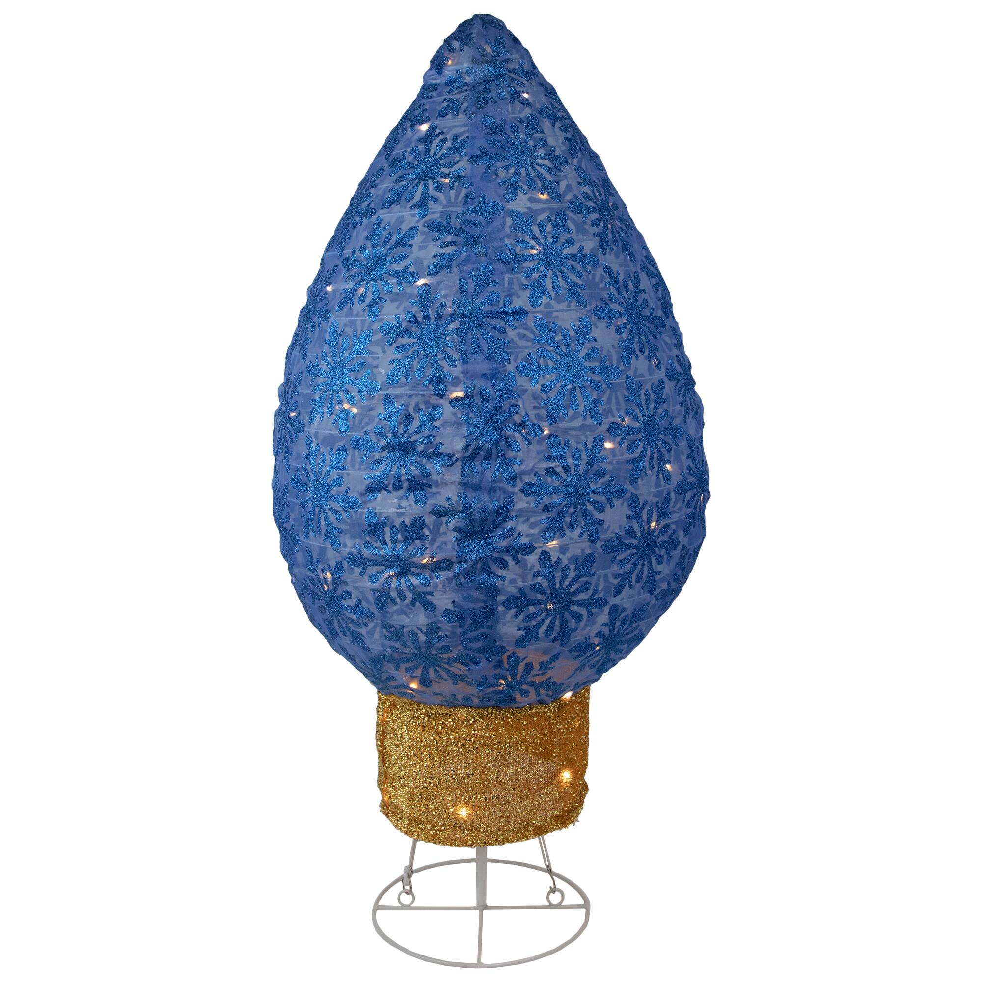 Front. Northlight - LED Lighted Retro Light Bulb Outdoor Christmas Decoration - 32" - Blue - Blue.
