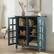 Angle. Simpli Home - Acadian Medium Storage Cabinet - Distressed Coastal Blue.