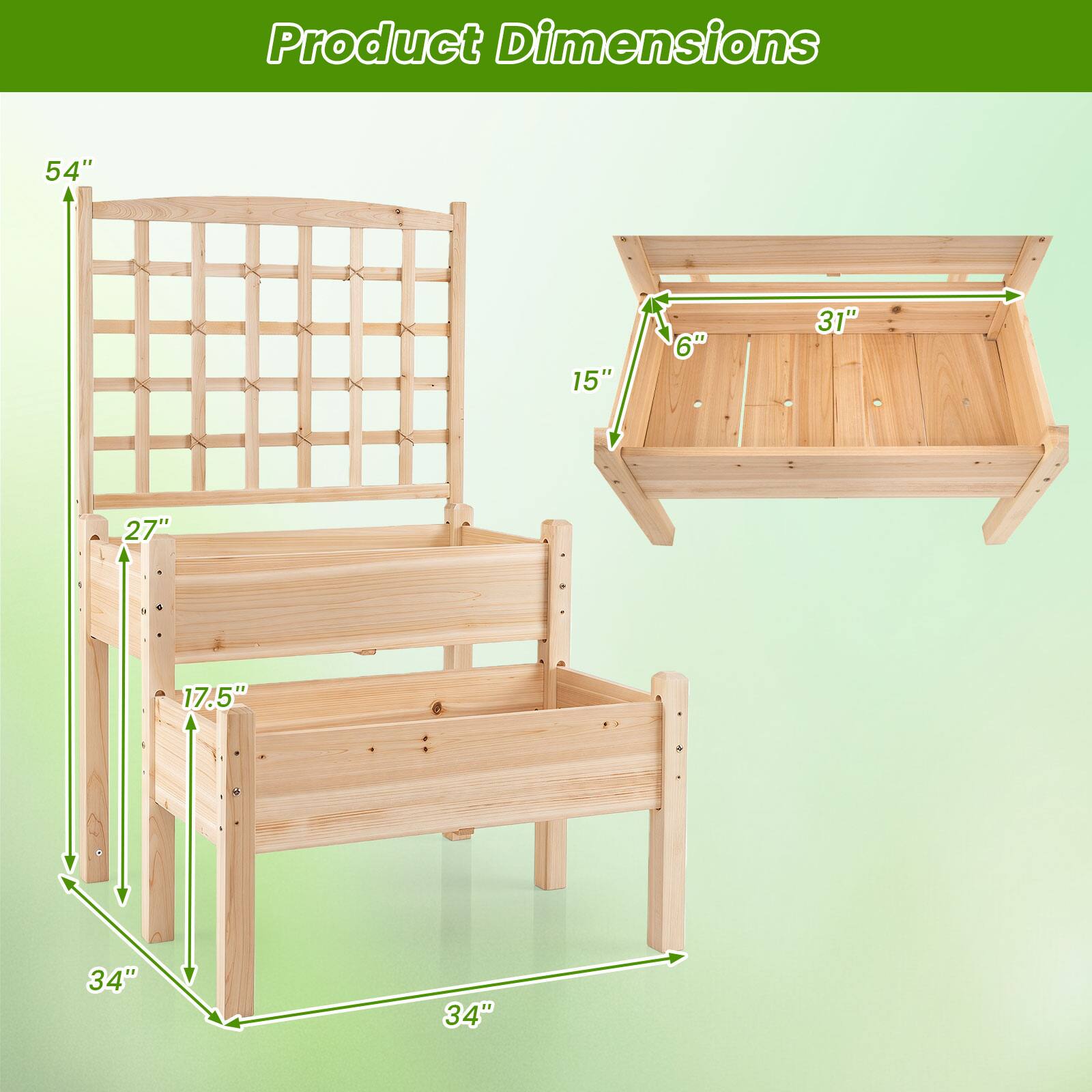 Product Dimensions: 54" x 15" x 6" x 31" x 27" x 17.5" x 34" x 34"