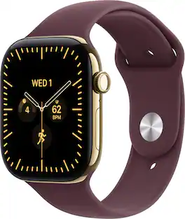 Apple Watch Series 12 (GPS + Cellular) 46mm Titanium Case with Burgundy Sport Band - M/L - Radiant Gold (Verizon) - (2026)