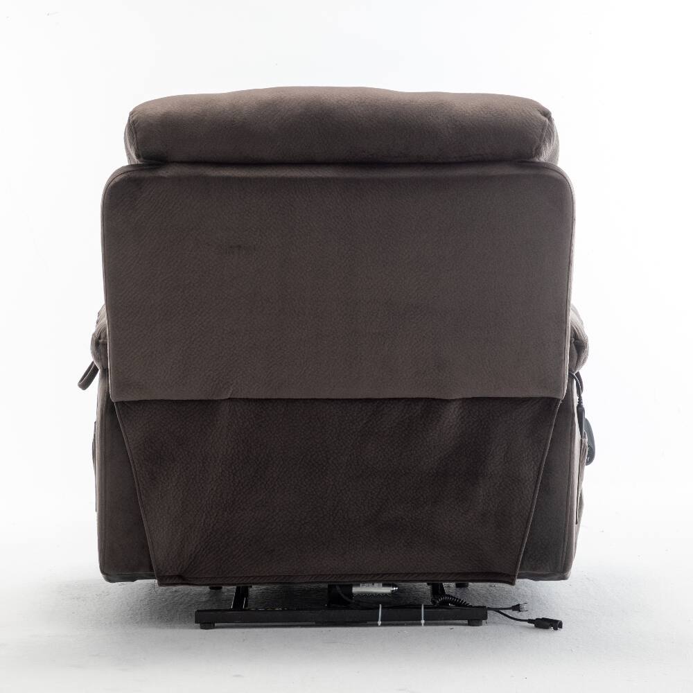 Left. Ropilly - Ropilly Power Lift Recliner for Elderly, Extra Wide Velvet Lift Chair with Heat and Massage, Antique Brown - Antique brown.