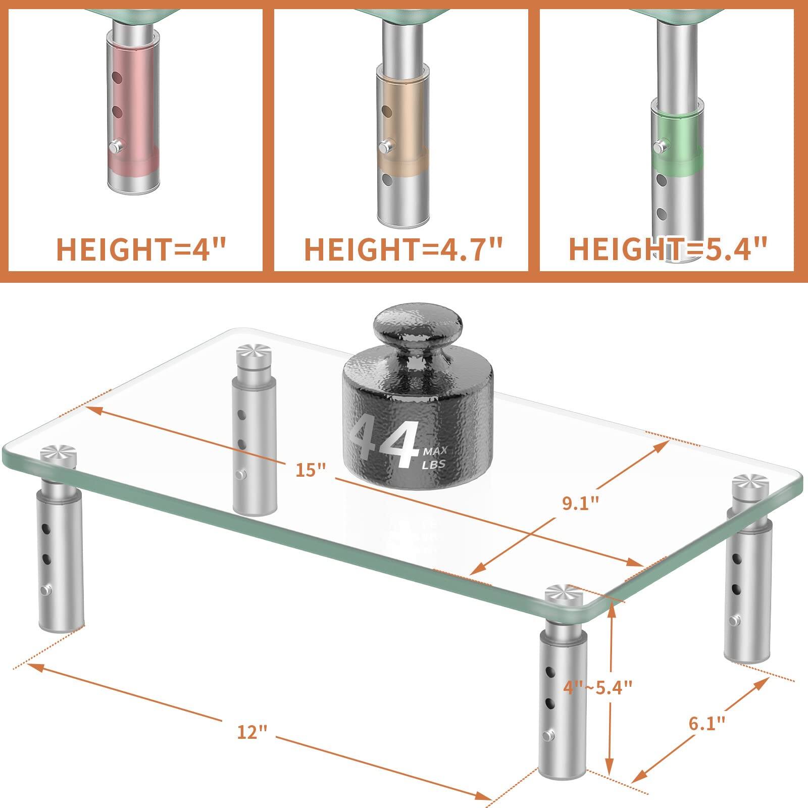 - HEIGHT=4"
- HEIGHT=4.7"
- HEIGHT=5.4"
- 15"
- 44 LBS MAX
- 9.1"
- 4"-5.4"
- 12"
- 6.1"