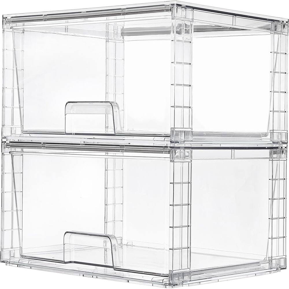 Front. RTMB - Acrylic bathroom closet undersink organizers that are easy to assemble in two packs.