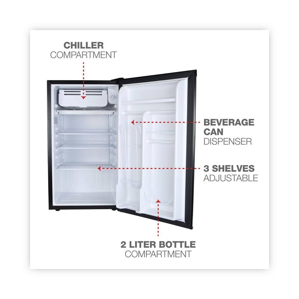 CHILLER COMPARTMENT  
BEVERAGE CAN DISPENSER  
3 SHELVES ADJUSTABLE  
2 LITER BOTTLE COMPARTMENT