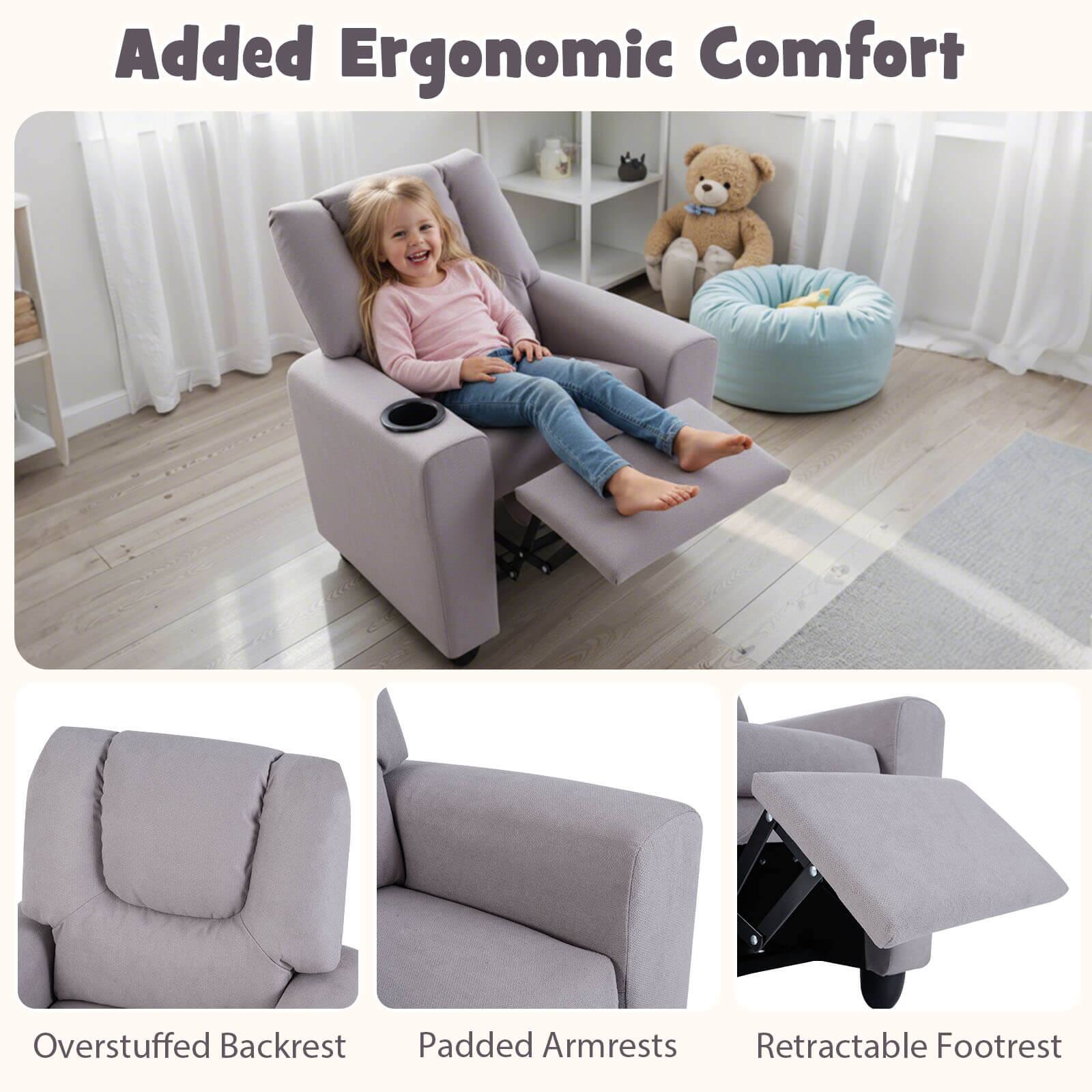 Added Ergonomic Comfort

- Overstuffed Backrest
- Padded Armrests
- Retractable Footrest