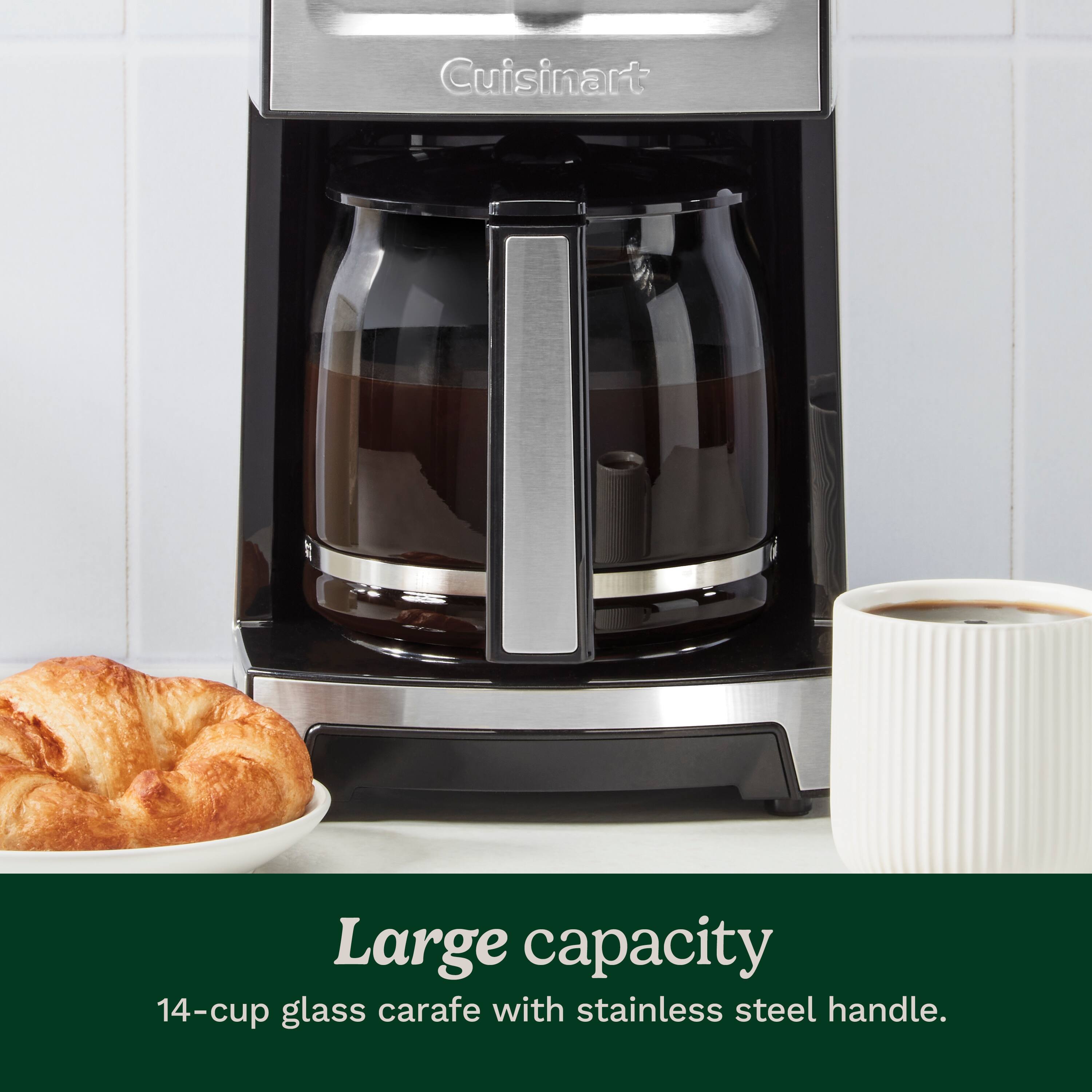 Cuisinart Large capacity 14-cup glass carafe with stainless steel handle.