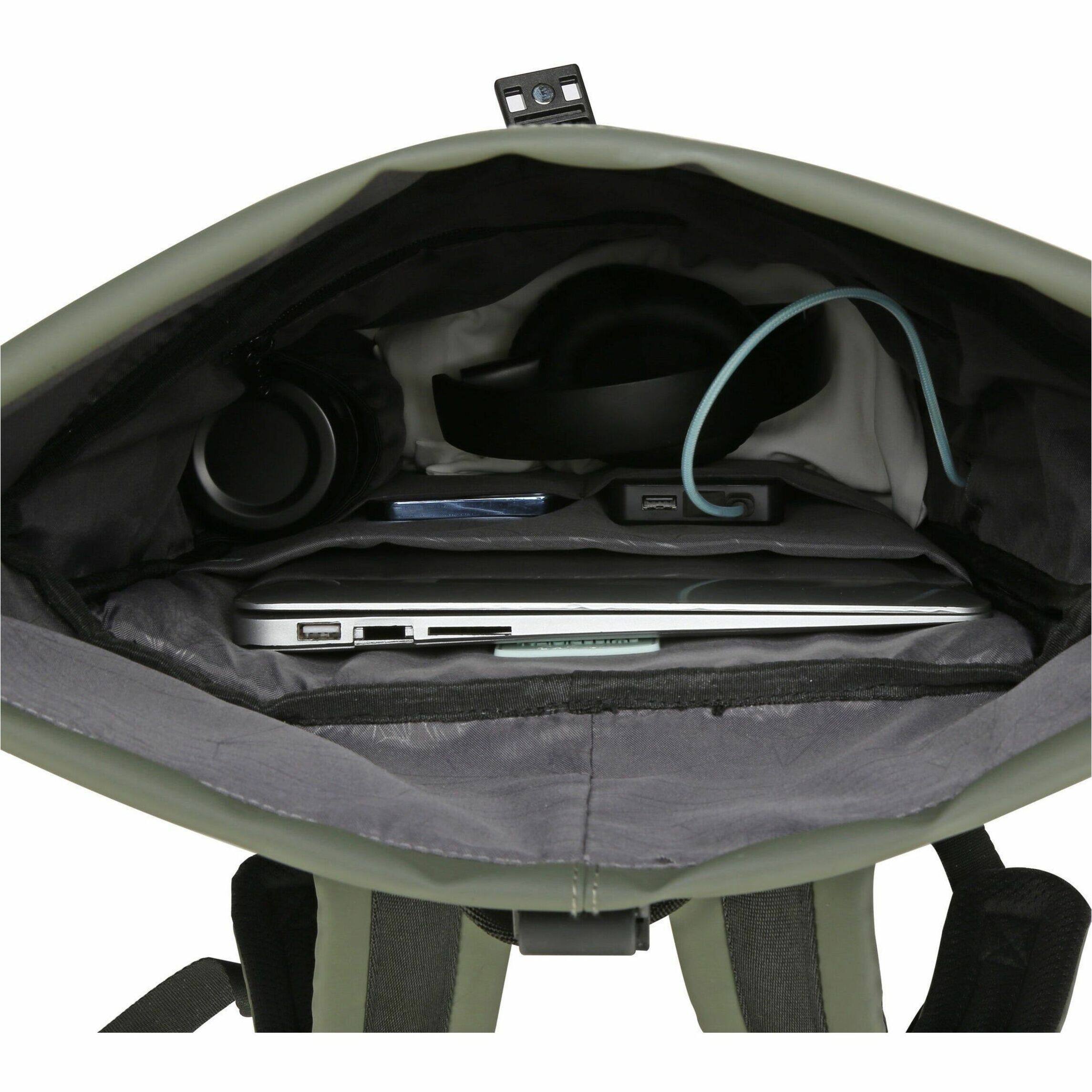 Alt View 18. Swissdigital Design - LAMONE Rolltop TSA-Friendly Water-Resistant Backpack With USB Charging Port  RFID Protection and Fits Up to 16″ Laptop - Dark Green.