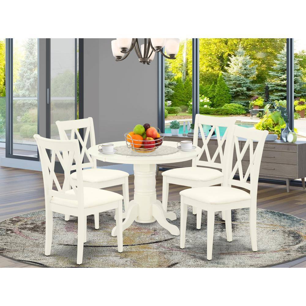 Left. East West Furniture - Dining Room Set Linen White - Brown.